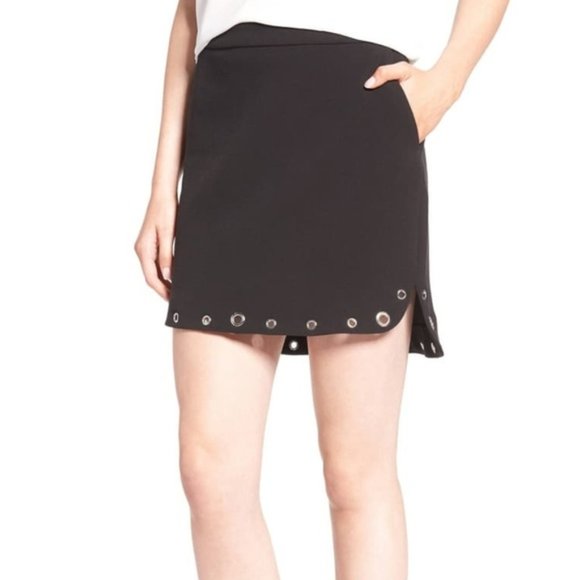 Trouvé NEW Metal Grommet Hem High Low Side Slit SKIRT Black NWT Business 🎉HP🎉 - Picture 2 of 16